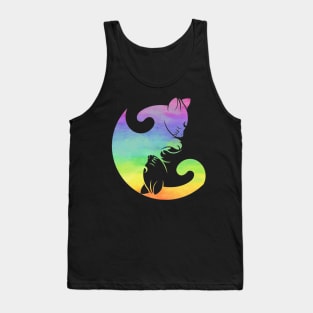 Cat Yin Yang Rainbow Yoga Meditation Positive Negative Balance LGBT Tank Top